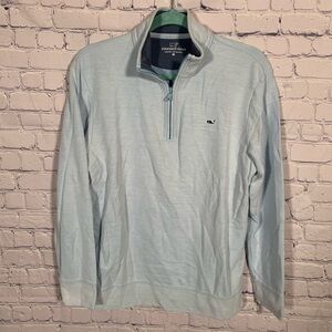 Vineyard Vines Mens Saltwater Quarter-Zip Pullover Blue Sz M Preppy Golf Prep